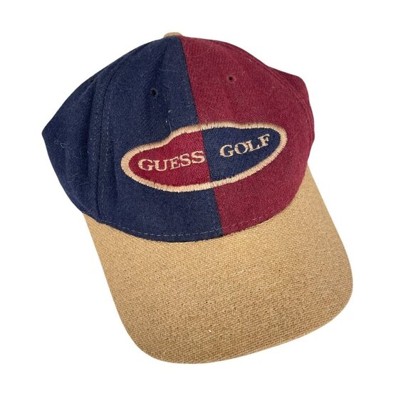 Vintage Guess Golf Colorblock Adjustable Strapback Baseball Cap Hat OS - Picture 1 of 5